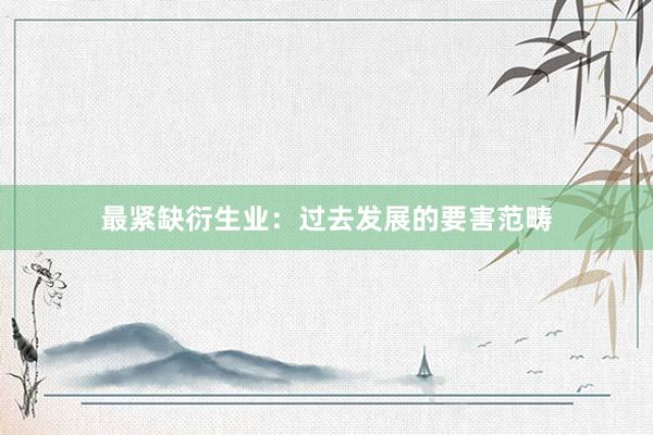 最紧缺衍生业：过去发展的要害范畴
